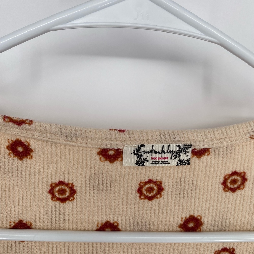 Free People NWT Tan & Orange Ribbed Pajamas Onesie Loungewear Long Sleeve - Picture 3 of 5